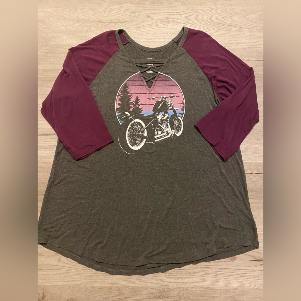 Torrid, raglan motorcycle shirt, size 3, EUC